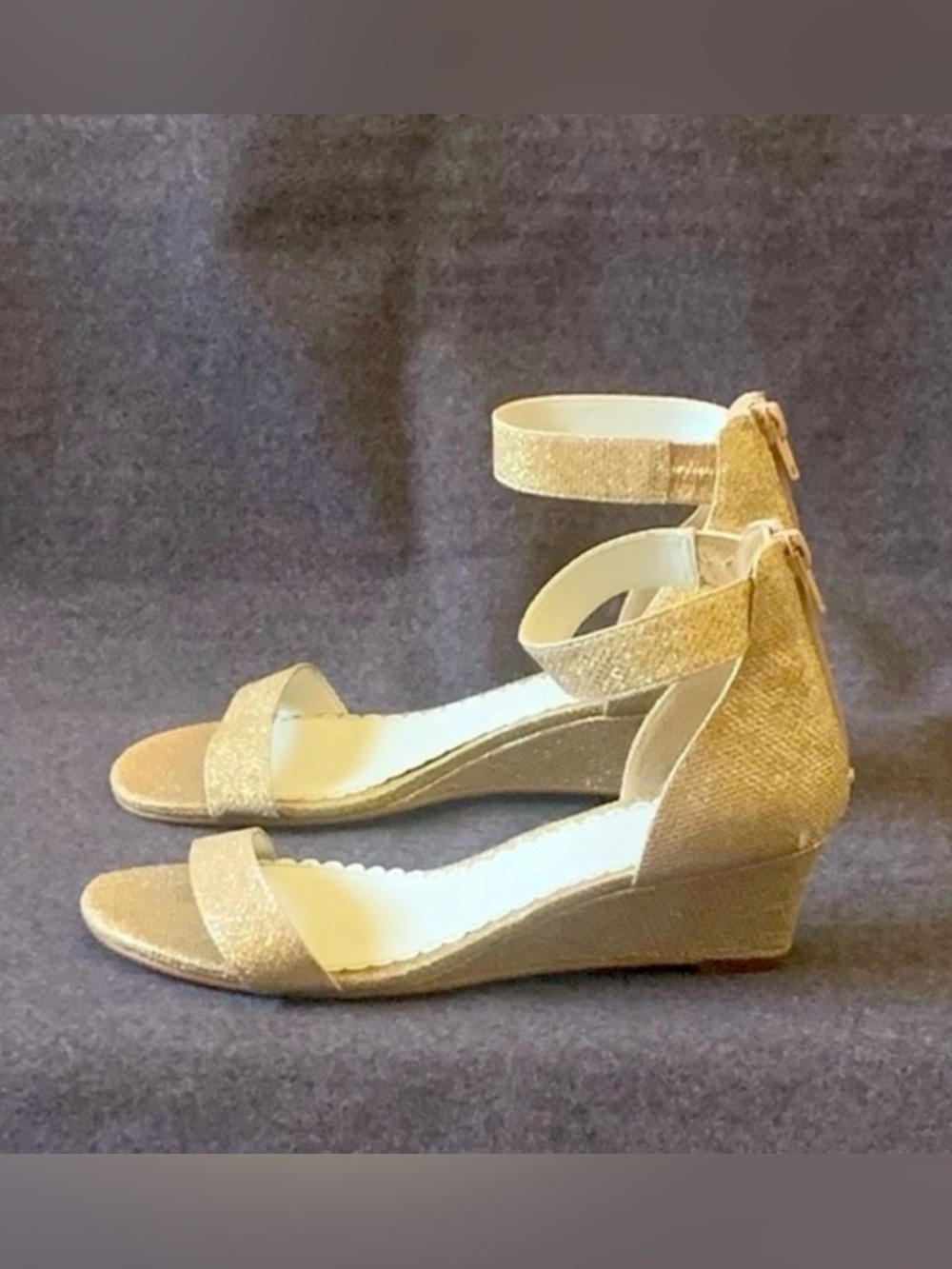 1901 Gold Sparkling Wedge Sandals